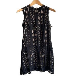 Xtraordinary Black And Tan Lace Overlay Dress Size XS